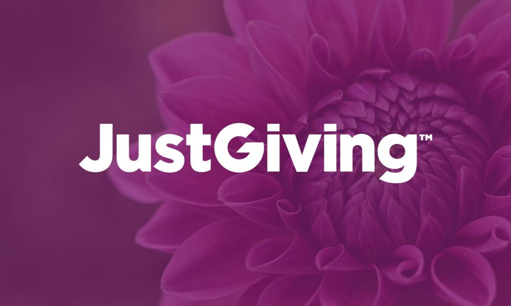 An image of a flower with the Just Giving logo overlaid