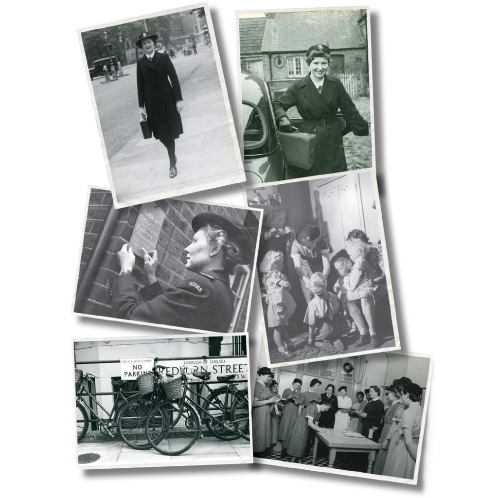 Six postcards showing historical images of District Nurses