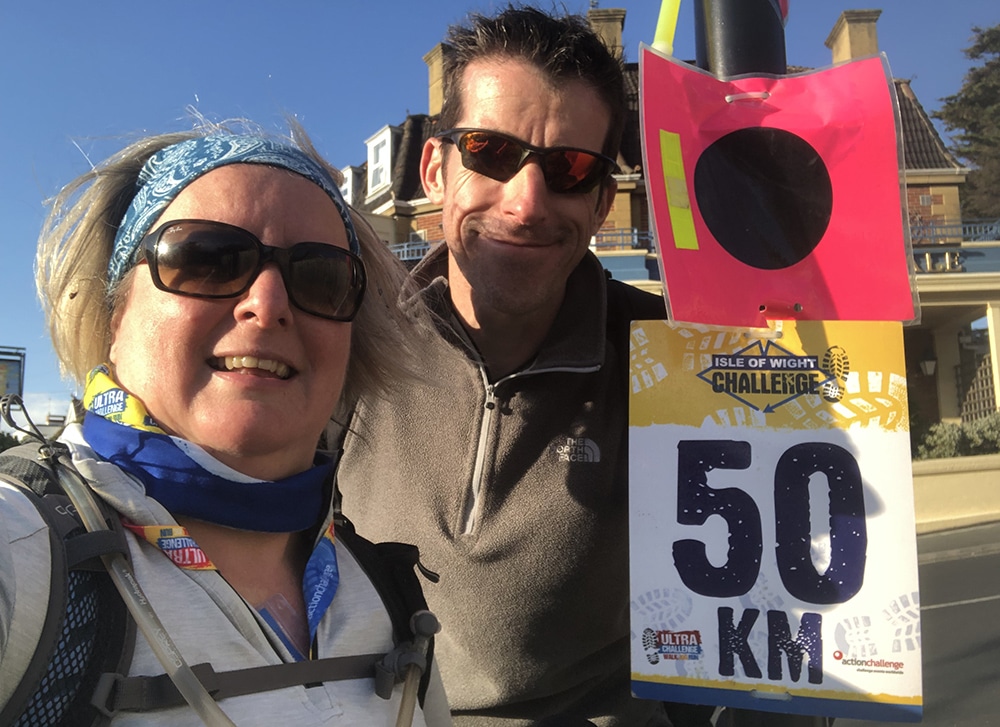 Queen's Nurse Katharine Pepper with her husband at the Isle of Wight Challenge.