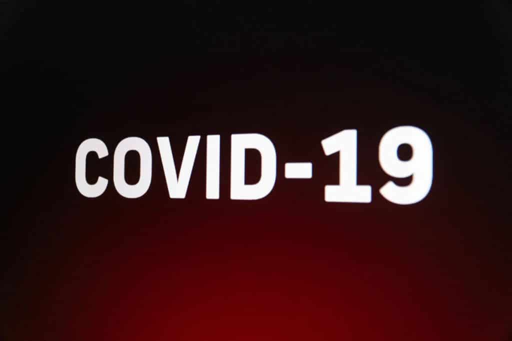 COVID-19 written on a screen
